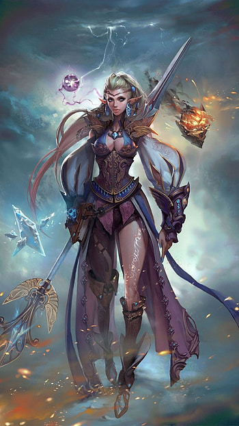 ... Elf warrior girl Anime mobile HD phone wallpaper