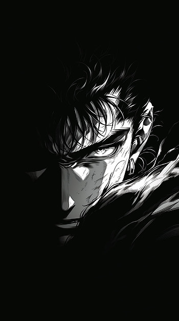 Guts — Monochrome Berserker, manga, Black And White Anime, Berserk, Guts (Berserk) HD phone wallpaper