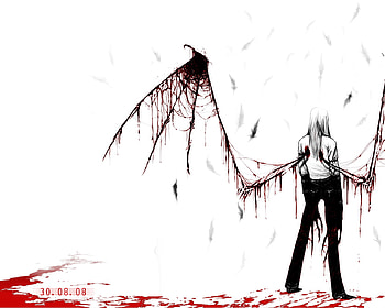 Blood Wing, wings, white, awesome, winged, wing, red, cool, blood, bloody HD wallpaper
