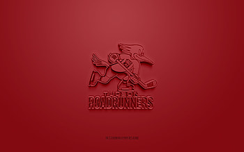 Tucson Roadrunners, creative 3D logo, burgundy background, AHL, 3d emblem, American Hockey Team, American Hockey League, Arizona, USA, 3d art, hockey, Tucson Roadrunners 3d logo HD wallpaper