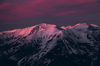 Nature, Mountains, Pink, Twilight, Snow, Dusk HD wallpaper