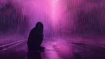 Girl Crying In Lofi Rain, alone, rain, sad, artist, artwork, digital-art HD wallpaper