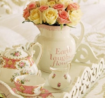 Tea Time and Roses, still life, flowers, roses, tea time HD wallpaper