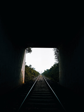Rails, Dark, Road, View, Tunnel HD phone wallpaper