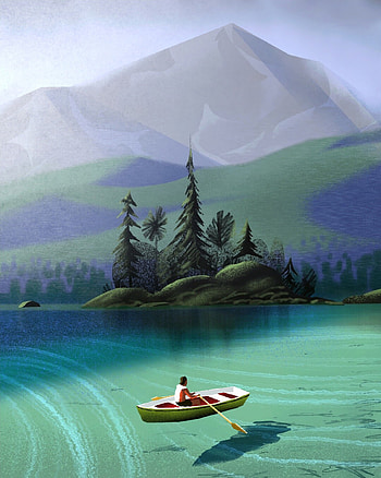 Art, Sea, Boat, Human, Person, Island HD phone wallpaper
