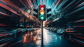 Dynamic Traffic Light in Captivating Ultra, traffic light, rain, cityscape, car HD wallpaper