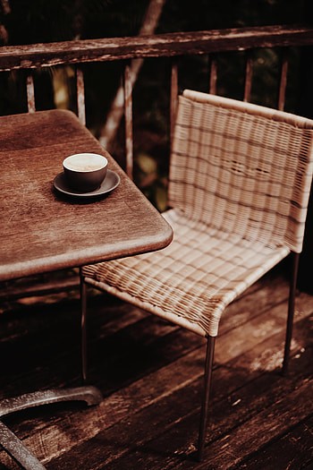 Coffee, Miscellanea, Miscellaneous, Wood, Wooden, Chair, Cup, Table HD phone wallpaper