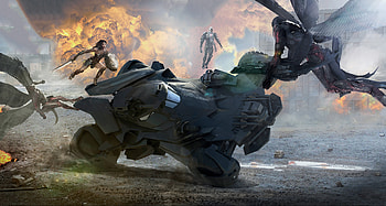 Wonder Woman Saving Batobile From Parademons Artwork, wonder-woman, justice-league, artwork HD wallpaper