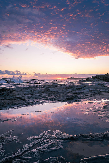 Nature, Sunset, Sea, Rocks, Horizon, Coast HD phone wallpaper