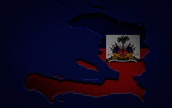 Haiti map, , North American countries, Haitian flag, blue carbon background, Haiti map silhouette, Haiti flag, North America, Haitian map, Haiti, flag of Haiti HD wallpaper