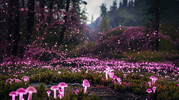 Magical Bioluminescent Forest - Ultra, bioluminescent forest, mushroom, forest, flower, nature HD wallpaper