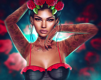 Fantasy Girl, Flowers, Girl, Tattoo, Art HD wallpaper