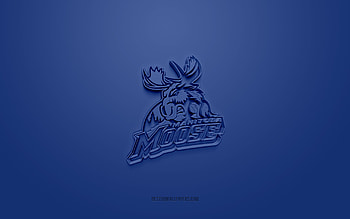 Manitoba Moose, creative 3D logo, blue background, AHL, 3d emblem, Canadian Hockey Team, American Hockey League, Manitoba, Canada, 3d art, hockey, Manitoba Moose 3d logo HD wallpaper