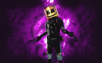 Fortnite Toasted Reactive Marshmello Skin, Fortnite, main characters, purple stone background, Toasted Reactive Marshmello, Fortnite skins, Toasted Reactive Marshmello Skin, Toasted Reactive Marshmello Fortnite, Fortnite characters HD wallpaper