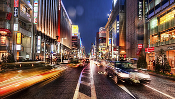 street in tokyo japan, night, movement, city HD wallpaper