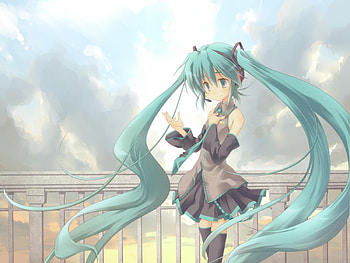 Hatsune Miku, nice, hatsune, female, white, blue eyes, twintail, blue hair, girl, headset, aqua, anime, pretty, blue, song, sunlight, heads, cute, vocaloid, beauty, miku, music, vocaloids, thighhighs, sun, skirt, beautiful, awsome, diva, tie, cool, clouds, sky, virtual diva, idol, micro HD wallpaper