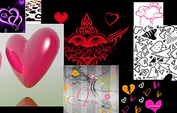 hearts, pink, abstract HD wallpaper