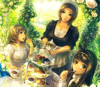 Tea Time, tea, anime, cg, teen, cute, girl, beauty HD wallpaper