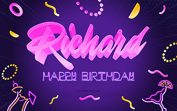 Happy Birtay Richard, , Purple Party Background, Richard, creative art, Happy Richard birtay, Richard name, Richard Birtay, Birtay Party Background HD wallpaper