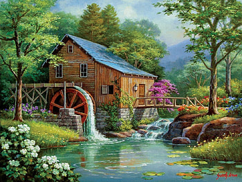 watermill, farms, water, country HD wallpaper