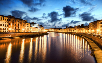 Cities, Rivers, Night, Italy, Reflection, Reflections, Pisa HD wallpaper