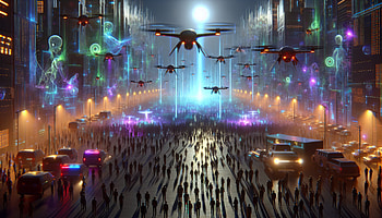 AI Uprising: A Stunning Ultra, AI uprising, futuristic city, drone, neon lights HD wallpaper