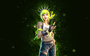 Rouge Power Chord, , green neon lights, Fortnite Battle Royale, Fortnite characters, Rouge Power Chord Skin, Fortnite, Rouge Power Chord Fortnite HD wallpaper
