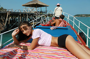 Anna Aj, boat, babe, lady, brown, lips, anna, sexy, brunette, eyes, hot, girl, beautiful, aj, woman, face, hair, legs HD wallpaper