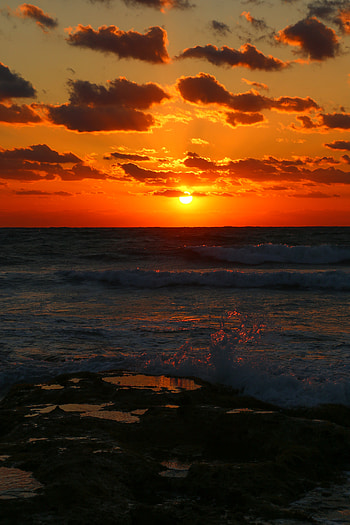 Nature, Sunset, Sea, Twilight, Waves, Dusk, Evening HD phone wallpaper
