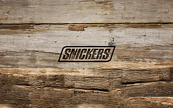 Snickers wooden logo, , wooden backgrounds, brands, Snickers logo, creative, wood carving, Snickers HD wallpaper