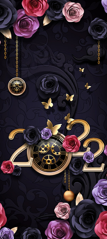 Vintage NewYear 2022, magenta, flowers, mystery, premium, watch, festival, luxury HD phone wallpaper