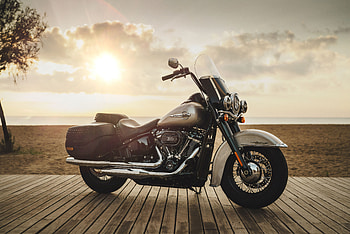 Motorcycles, Horizon, Shore, Bank, Side View, Motorcycle, Bike, Harley Davidson HD wallpaper
