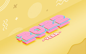 2022 New Year, , Happy New Year 2022, yellow background, 2022 3D background, 2022 concepts, 2022 greeting card, New 2022 Year HD wallpaper