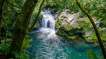 Reunion Island, Langevin river, Waterfall beauty, Tropical paradise HD wallpaper