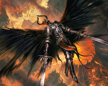 Death From Above, Swords, City, Fire, Demon HD wallpaper