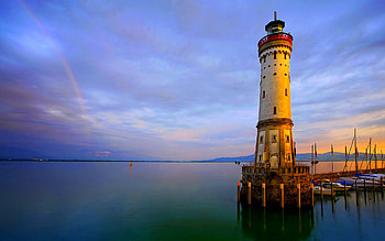 Lindau Lighthouse, lighthouse, house, bay, lake, light, boats, lindau, germany, port, harbor HD wallpaper