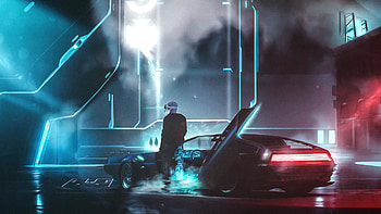 Cyberpunk City And Car Guy , cyberpunk, artist, artwork, artstation HD wallpaper
