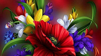 flowers, colourful, paintings, art, beauty HD wallpaper