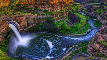 Earth - Palouse Falls River Water Waterfall Moss Rock HD wallpaper