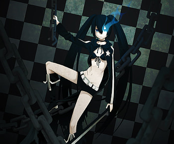 Black Rock Shooter, arasdel, black, shooter, vocaloid, chains, rock HD wallpaper
