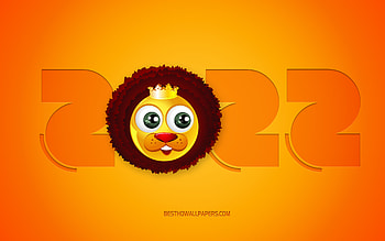 2022 Leo Year, Happy New Year 2022, yellow background, 3D Leo zodiac sign, 2022 New Year, Leo zodiac sign, 2022 concepts, Leo HD wallpaper