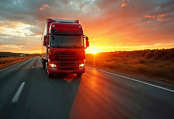 Highway King: Truck at Sunset HD wallpaper