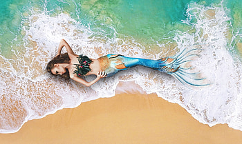 Lovely Mermaid, Mermaid, lovely, ocean waves, shore, magical, dreamy HD wallpaper