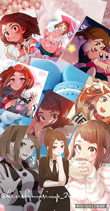 Ochako uraraka, uravity, light blue, light pink, mha, bnha, class 1a, cute, anime HD phone wallpaper