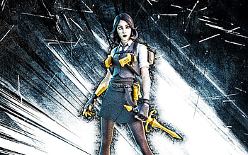 Marigold, grunge art, Fortnite Battle Royale, Fortnite characters, blue abstract rays, Marigold Skin, Fortnite, Marigold Fortnite HD wallpaper