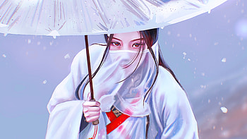 Asian Girl Face Covered Umbrella Digital Art, asian, umbrella, artist, artwork, digital-art, artstation HD wallpaper