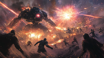 Epic Mech Battle: A Space Opera Adventure, space opera, sci fi battle, Mech, battle, explosion HD wallpaper