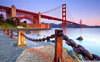 San Francisco, Golden Gate Bridge, Coastal beauty, Cityscape at dusk HD wallpaper