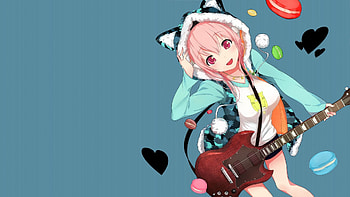 Music, Guitar, Cat Ears, SoniAni: Super Sonico the Animation HD wallpaper