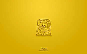 Fauna 3d icon, yellow background, 3d symbols, Fauna, animals icons, 3d icons, Fauna sign, animals 3d icons HD wallpaper